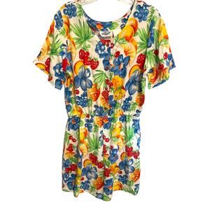 Name Droppers Vintage Floral & Fruit Romper Womens Large Colorful Playsuit